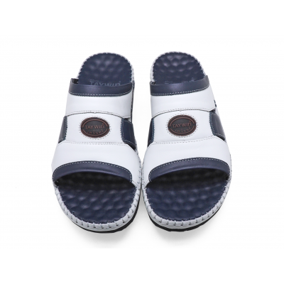 Men Sandals SKC-14 White-Blue Nappa